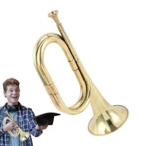 FVPKYUR Instrument de trompette, trompette de cavalerie en laiton, robinet pour instruments à vent, bugle, trompette jouet, or, instruments de musique pour groupe et orchestre, trompette de cavalerie (fiewand, neuf)