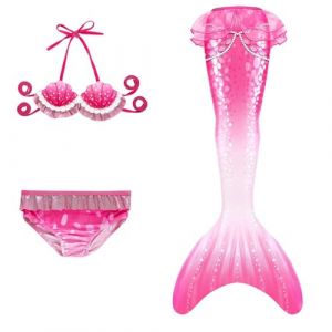 Maillot De Bain Enfant Fille - Joli Maillot de Bain d'été Cosplay Party Fille Manches Longues 3 Pièces Deguisement Océan Piscine Natation Plage Costume de Bain de Plage (heyann, neuf)