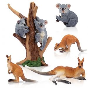 toymany Lot de 7 Figurines d'animaux Sauvages australiens Figurines de Jeu Safari Figurines d'animaux de la Jungle Kangourou Koala Animaux du Zoo, de la forêt Sauvage pour Jouer ou décorer (TOYMANY, neuf)