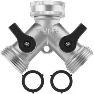 flintronic 3/4" 2 Voies Distributeur en Y en Laiton, Robinet Double Sortie avec 2 Robinets, Robinet Double Machine a Laver, R&eacute;partiteur d'eau pour Connexion de 2 Appareils pour Robinet Jardin (XJYEU, neuf)