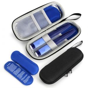 MOSTFUN Pochette Isotherme Insuline avec 2 Poches de Gel, Trousse Isotherme Medicament Portable, Trousse Medicaments Voyage pour Stylo D'insuline, Seringue, Fournitures pour Diab&eacute;tiques (Noir) (DingQuYuJu's Amz store, neuf)