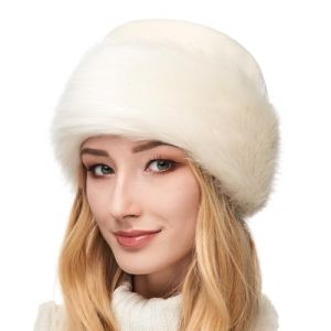 Futrzane Classic Toque - Chapeau Russe pour Femme - Bonnet Polaire en Fourrure (L, &Eacute;cru - &Eacute;cru Classic) (Futrzane EU, neuf)