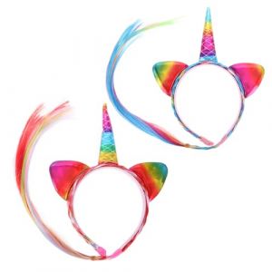 FOMIYES 2 Pièces Bandeau Licorne Cheveux Tressés Colorés Bandeau Corne De Licorne Adulte Costume De Licorne Pour Les Enfants Costume De Licorne Pour Femme Coiffe De Licorne Cuir Artificiel (Family&Personal, neuf)