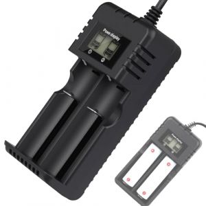 Chargeur de Batterie à LCD, Chargeur de Batterie au Li-ION 2 Fentes avec Charge Rapide, Affichage du Processus de Charge, Compatible avec Variété de Batteries Li-ION 3,7 V 26650/18650/14500/16340 (fanxiao3, neuf)