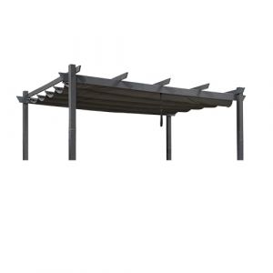 PURPLE LEAF Bache pour Pergola, Toile Pergola 3.65 x 3 m Retractable, Toile de Tonnelle Toile de Toit Rechange pour Jardin Terrasse, Gris (PURPLE LEAF, neuf)