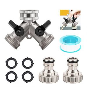 Jiahuade Raccord Y 3/4 Pouces,R&eacute;partiteur De Robinet De Jardin en Laiton,Distributeur en Y &Agrave; Voies,Robinet Exterieur Jardin Double Sortie,Robinet Double Machine A Laver (Jiahuade, neuf)