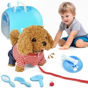 Joellfuner Chien Jouet Enfant, Chien Électronique Peluche Interactive, Marche, Aboie et Remue Sa Queue, Jouet Chien de Alimentation Rôle Éducation Précoce Cadeau d'anniversaire pour Enfant 3+ Ans (TORYODOR ETRADE, neuf)