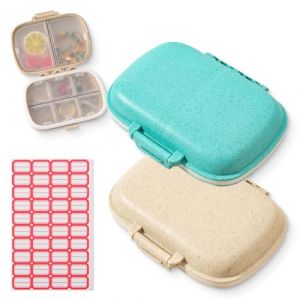 2 Pièces Piluliers Quotidiens à 6 Compartiments, Pilulier de Voyage Portable, Boîte à Pilules Petite pour Déplacements, Mini Pilulier, pour Vitamines, d'huile de poisson, etc (XUX YING LTD, neuf)