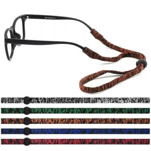 Qufiiry 5 pi&egrave;ces Cordons &agrave; Lunettes Ajustable, Sangles de Lunettes de Sport, Maintien fort Elastic Cordon Lunettes, Cordon de Lunettes Antid&eacute;rapant pour Femmes, Hommes et Enfants(Multicolore) (Superstring theory, neuf)