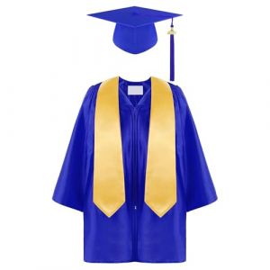 Générique Toque Diplome Enfant,Costume Tunique DiplôMé éTudiant Enfant Fille Chapeau Diplome Lot PréScolaire éTole Photographie Toge Diplome Primaire Bleu Cadeaux Enfants 1 an (NIEUCD, neuf)