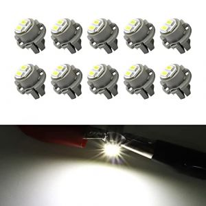 Biqing 10PCS Ampoule LED T5 12V Blanc LED B8.5 Tableau de Bord Ampoules 5630 2SMD pour Voiture Tableau de Bord Compteur de Vitesse Instrument Gauge Cluster Voyant(Diam&egrave;tre:8mm) (jose201606, neuf)