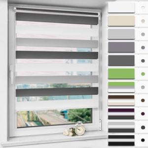 Magiea Store Enrouleur sans Percage Jour Nuit,Rideau Jour Nuit,Protection Solaire,Facile &agrave; Installer,Prot&eacute;ger la Vie Priv&eacute;e,(Largeur du Tissu 80 cm),Blanc-Gris-Anthracite,80l x 120L cm (Cheeysl, neuf)