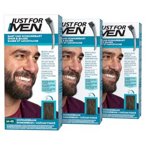 Just For Men Teinture Barbe Ch&acirc;tain Fonc&eacute;, Coloration Moustache Et Barbe Homme, &Eacute;limine Les Poils Blancs Pour Un R&eacute;sultat Plus &Eacute;pais, Avec un Pinceau Applicateur, Rapide et Facile, M45, Lot de 3 (CorpoeCapelli, neuf)
