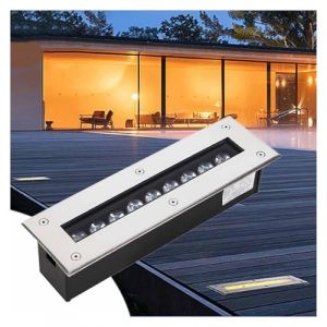 OrbitCob Spot LED Rectangulaire Encastrable au Sol avec Verre Trempé - Éclairage Extérieur Étanche IP66 pour Jardin, Terrasse, Escalier (Certifié CE)(Blanc Chaud 3000K,12W) (AMZFR-OrbitCob®, neuf)