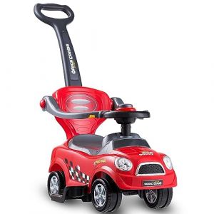 GOPLUS Voiture &agrave; Pousser 3 en 1 pour Enfants avec Garde-Corps, Klaxon, Espace de Rangement Cach&eacute;, Voiture Poussette avec Poign&eacute;e Amovible, pour Tout-Petits de 2 &agrave; 6 Ans (Augenstern24, neuf)
