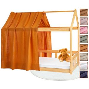 Lovely Hippo Toile de Lit Cabane 100% Coton - Ciel de Lit Cabane pour Lit Montessori 80x160, 90x200 cm - Tissu Oeko-Tex Gots (Camel/Or, 120 x 370 cm) (VRC Products France, neuf)