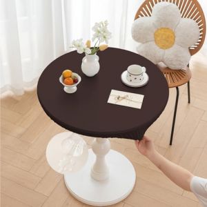 Morbuy Nappe Ronde Exterieur Imperm&eacute;able Jardin Cuir PU Lavable Anti Taches Cuisine Nappe de Table pour Anniversaire F&ecirc;te Table, avec Bord &Eacute;lastique (Caf&eacute;, Diam&egrave;tre 80cm) (Morbuy, neuf)