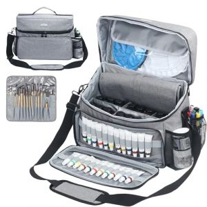 Sac de rangement pour peinture acrylique et pinceaux &ndash; &Eacute;tui de transport compatible avec Apple Barrel, Shuttle Art, Caliart Art Supplies &ndash; Comprend un support de pinceau amovible &ndash; Pour la maison/les (LZS1213, neuf)