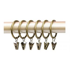 Anawakia Lot de 10 Anneaux de Rideaux avec Pinces Metal Rideau Clips Crochet, Draperie Rideau Clips avec des Anneaux (Bronze,Diamètre intérieur 45mm) (Anawakia, neuf)