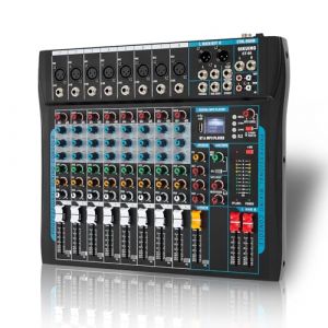 SIKUING Table de mixage audio professionnelle, console de mixage DJ 16 effets DSP, interface audio USB/BT, scène/karaoké en studio (8 canaux) (enpingshimeizhishengdianzikejiyouxiangongsi, neuf)