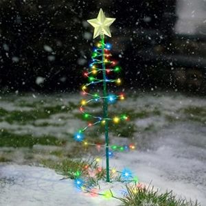 Decoration Noel Exterieur Solaire Sapin, Sapin De Noel Led En Metal Prime, Petit Sapin De Noel Artificiel Lumineux Led, Deco De Noel Jardin Americaine Personnaliser Guirlande Lumineuse (Multicolore) (WBbfbf, neuf)