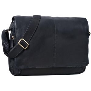 STILORD 'Alex' Sac Messager en Cuir Unisexe Sac &agrave; Bandouli&egrave;re Vintage Besace Sacoche pour Ordinateur Portable de 15,6 Pouces, Couleur:Noir (STILORD Cuir, neuf)