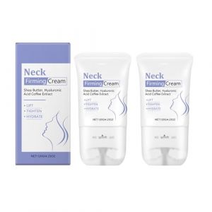 Lot de 2 cr&egrave;mes raffermissantes pour le cou avec rouleau de massage - Raffermissement et lifting pour les peaux matures - R&eacute;duit l'apparence des rides, des ridules et du double menton - Hydratant pour (NeoMall新汇, neuf)