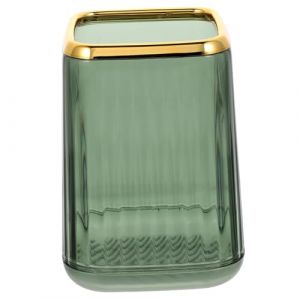 CIYODO Porte-pinceaux Maquillage Transparent Rectangulaire Vert Organiseur Cosm&eacute;tique pour Rangement Bureau et Salle de Bain Support Stylo et Pinceau (ChanghaiWall, neuf)
