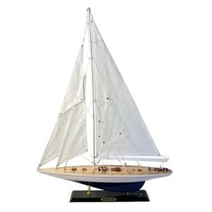 Yacht &agrave; voile Enterprise J Class d&eacute;taill&eacute; en bois de 50 cm | Kit de bateau | Mod&egrave;le de voilier | Ornement nautique (Thorness, neuf)
