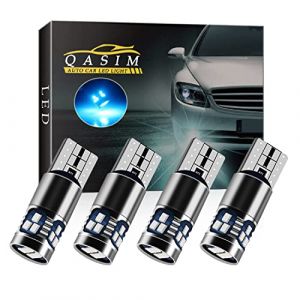 Qasim 4x T10 LED Ampoules W5W Canbus Sans Erreur Wedge 501 168 194 Glace Bleue 18-SMD pour Voiture Lumière de Dôme Intérieur Liseuse Feu arrière DC9-28V Hétéropolarité cconstante (Qasim auto parts, neuf)