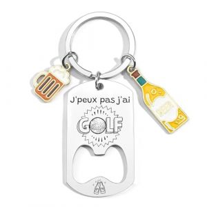 KJKJKJ Porte-cl&eacute;s Personnalis&eacute;,Coach Porteclef D&eacute;capsuleur Cadeau Original pour Fan de Sport,Personnalis&eacute; pour Basket Chasseur Football Golfeur Motard P&ecirc;cheur Cycliste Rugby Saxophone Cadeau (7) (yiwushimafendianzishangwuyouxiangongsi, neuf)