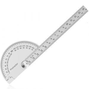 QEQSHQO Rapporteur de 180 Degrés, Jauge de Recherche avec Bras pour Ingénieurs, Règle d'angle Réglable, Goniomètre à Rapporteur, Acier Inoxydable Protractor, Rapporteur d'angle à Tête Ronde (SHI ZHENGUI DE DIAN, neuf)