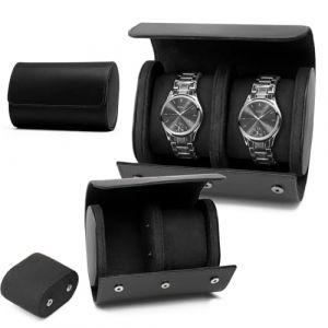 KoGiio Bo&icirc;te &agrave; Montres &agrave; 2 Emplacements, Coffret &agrave; Montres en Cuir PU, &Eacute;crin, &Eacute;tui &agrave; Montre Voyage O&icirc;te de Montres de Voyage Pour Bo&icirc;te de Rangement,Coussinets Amovibles - Noir (YiisMo Elec Shop, neuf)