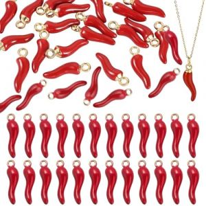Pendentif petit poivre Accessoire, 60 pièces, DIY Pendentif pour collier en forme de piment charmes de boucle d'oreille charmes de fabrication de bijoux, Breloques en Forme de Piment, rouge (Thuranda OÜ, neuf)