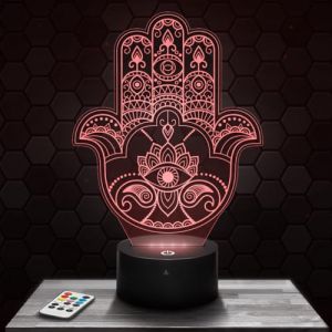 Lampe de chevet Main de Fatma/Hamsa Religion décoration Islam Coran. Idée cadeau homme femme objet Religion veilleuse adulte déco chambre. Idee cadeau noel homme femme original TOP (Lampephoto-fr, neuf)