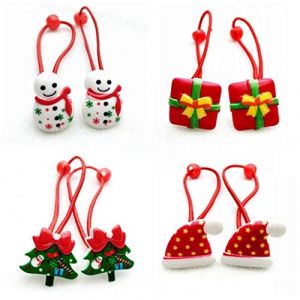 Lot de 10 &eacute;lastiques &agrave; cheveux en r&eacute;sine pour queue de cheval, motif arbre de No&euml;l, P&egrave;re No&euml;l, clochettes en r&eacute;sine, serre-t&ecirc;te en caoutchouc, joli design (Renyang-CLS, neuf)