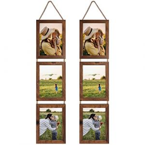 EYMPEU Cadres Photo 13x18 Marron Collage Triple Ensemble Suspendu, 6 Cadres 13x18 Rustique Verticaux pour Afficher Des Photos, Des Postales, Des Affiches (wall-artist EU, neuf)