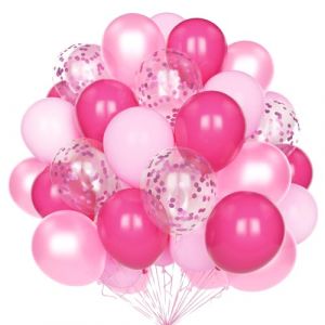 Ballons Rose Vif, 60 Pcs 12 Pouces Rose Pastel et Nacré Avec Confettis Latex Hélium - Pour Anniversaire, Mariage, Fête, Baby Shower, Décoration (Nichola Pollock Store, neuf)