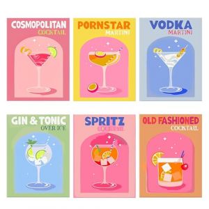 6 Pièces Peinture Numero Adulte Cocktail, Peinture par Numero Adulte, Peinture Numero Cocktail, Ensemble de Peinture à l'huile Peinte à la Main pour Adultes et Débutants- Sans cadre - 20x30 (mobumeia, neuf)