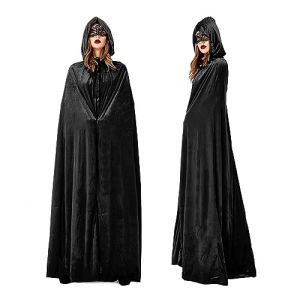 ENCOUN Cape d'halloween, Cape à Capuche Velours, Cape de Vampire, Carnaval Déguisement Costume, Cape Sorcier, Cape à Capuche Noire pour Adulte/Enfant, Costume Halloween, Cosplay (ALIC ANDREI, neuf)