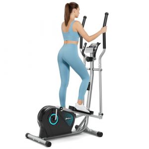 YOLEO V&eacute;lo Elliptique Maison Silencieux, 16 Niveaux de R&eacute;sistance R&eacute;glables, Volant d&rsquo;Inertie 6 kg, Capteur de Pouls & &Eacute;cran LCD, Appareil de Fitness Cardio Complet (Bleu) (XJ Echo EU, neuf)
