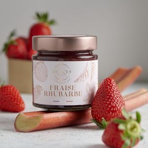 &Ocirc; D&eacute;lices de Lucas &ndash; Confiture Fraise & Rhubarbe 60% Fruits &ndash; Artisanale et Fabriqu&eacute;e en France &ndash; Pot en Verre 230 g &ndash; Gastronomie Fran&ccedil;aise (D&eacute;lices de Lucas, neuf)