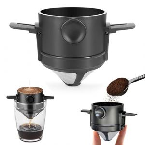 XPOOP Goutteur de Filtre &agrave; Caf&eacute; en Acier Inoxydable R&eacute;utilisable Sans Papier pour La Pr&eacute;paration Manuelle du Caf&eacute; Permanent Portable Haute Pr&eacute;cision en Caf&eacute; Dripper Filtre &agrave; Th&eacute; (XPOOP, neuf)