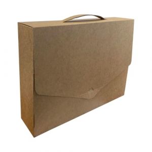 Lot de 2 Boite d'archive en carton kraft pour document A4 avec poign&eacute;e carton/malette d'archive/l&eacute;g&egrave;re pour le transport/rangement papier/boite document 34 x 26 x 8 cm (Comptoir des bo&icirc;tes, neuf)