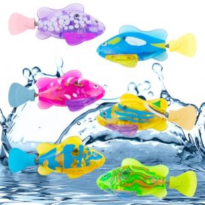 Afenau 6 Pièces Poisson Bain Qui Nage Robo avec Lumières, Poisson Robot Bain, Robot Fish, Batterie Electrique Poisson Plastique Jouet pour la Piscine Enfants, 8 x3.5 cm (enshishiaoshenghongmenchuangyouxiangongsi, neuf)
