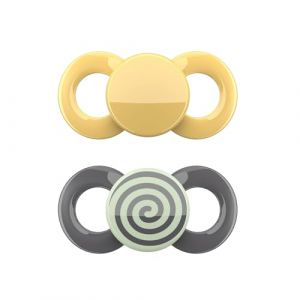 dentistar Day & Night Sucette lot de 4 – Taille 3 à partir de 14 mois – Sucette en silicone respectueuse des dents et de la mâchoire – Orange & Gris avec spirale – Fabriqué en Allemagne (ARILEX Kundenservice, neuf)