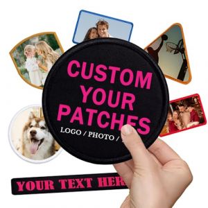 Patchs Personnalisés Avec votre Photo, Logo, Text ou Design,Patchs brodés personnalisés,Écusson Thermocollant sur mesure,Pour Vêtements, Vestes, Casquettes-Carré 10 x 10 cm (QuanZeYuan, neuf)