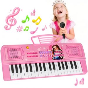 Enfants Piano Clavier 37 Touches Portable Jouets Clavier avec Micro & Pupitre &ndash; Jouet Musical No&euml;l Anniversaire Cadeau pour Tout-Petits 3 4 5 6 Ans Filles Gar&ccedil;ons D&eacute;butant, Rose (Blinksy BuyNest Marketshop Kft., neuf)