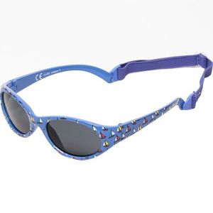 Kiddus Lunettes de Soleil pour Garçons et Filles. Entre 2 et 6 ans. Gomme Super Flexible avec Bande Élastique Réglable. 100% Protection Solaire UV400. Bleu (12 Bateaux) (Kiddus, neuf)