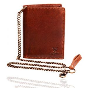 MATADOR Portefeuille de Motard Homme avec chaîne en Cuir véritable Marron - 10 Porte Carte Crédit - Blocage RFID/NFC – avec Boîte Cadeau - Portefeuille Porte Feuille a chaîne - Portefeuille Biker (MATADOR LEDER "The German Brand", neuf)